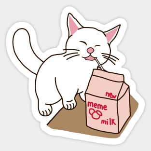 Funny Cat Drinking Milk Sticker